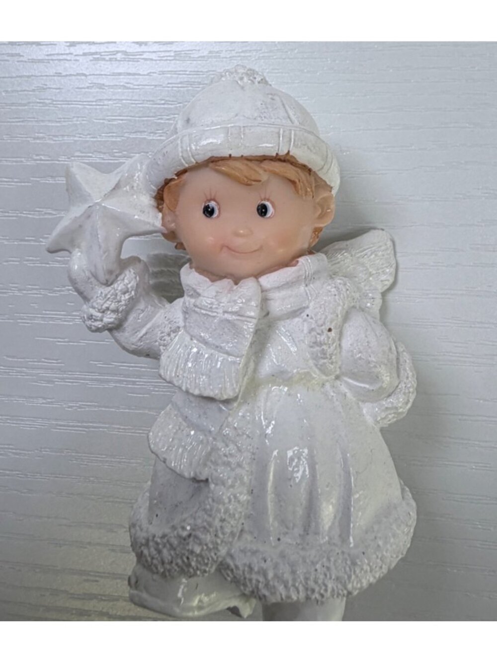 Winter White Angel Figurine Holding Star Glitter Accents Christmas Decor - Picture 8 of 9
